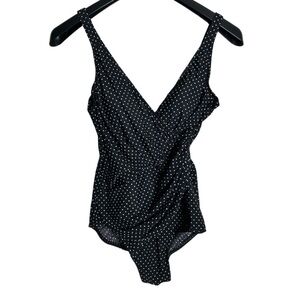 Miraclesuit Black & White Polka Dot One Piece Bathing Suit Size 12